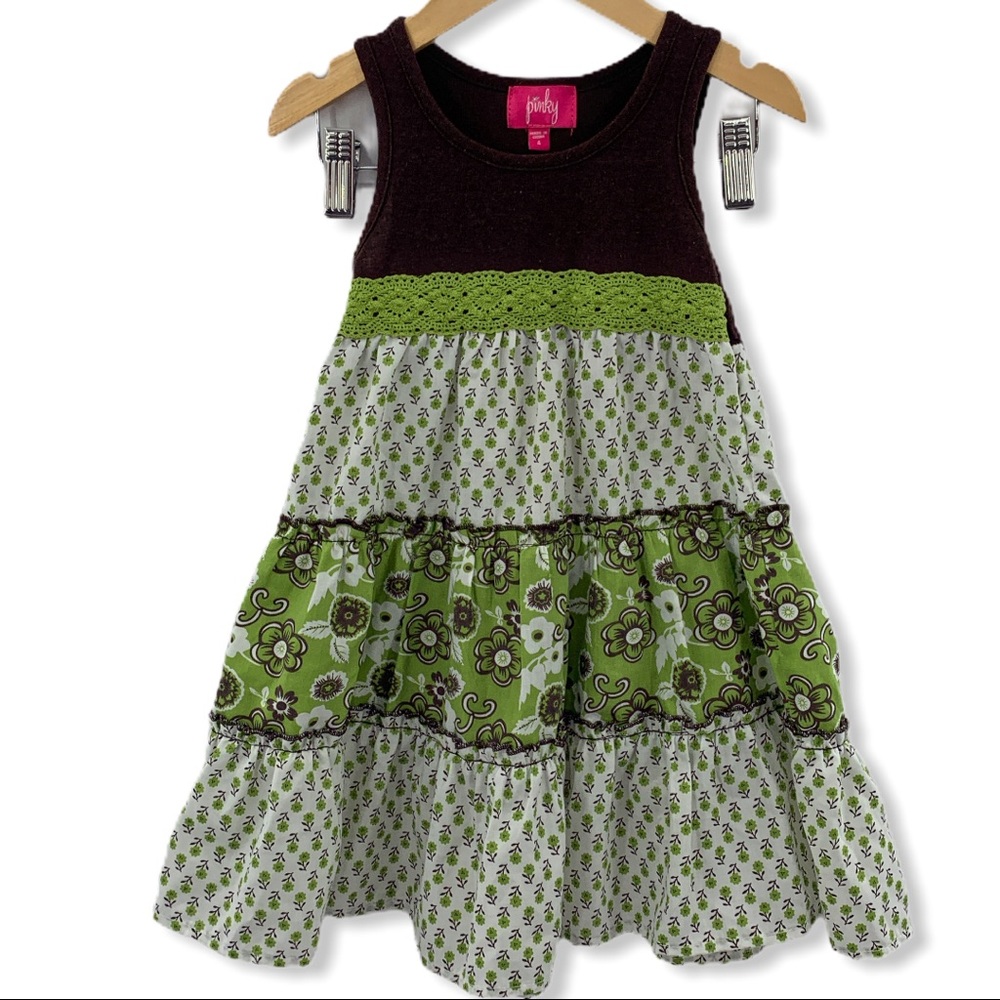 Pinky green & brown boho‎ inspired dress size 4